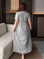 Elorivane Plus Size Floral Lace Nightgown, Contrast Flare Sleeve Elegant Maxi Spring Autumn Winter Loungewear - Image 11