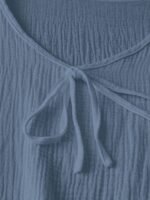 Elorivane Plus Size Women's Navy Blue Boho Blouse, Cotton Ruffle Sleeves with Bow Decor, Casual Leisure Shirt for Summer Vacation, Home, Daily Outing & Travel, Also Great for Fall Wear - Image 12