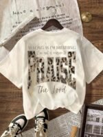 Elorivane Women's Praise The Lord Leopard Print Tee, Christian Casual Summer - Image 7