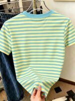 Elorivane Women's Pink-Brown Striped Y2K Tee, Casual Summer - Image 26