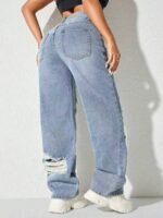 Elorivane Black Straight Leg Jeans, Y2K Rave Vintage, High Waist Side Pocket Slit, Casual Spring Fall Pants - Image 40