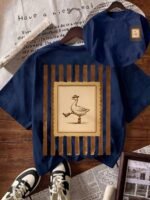 Elorivane Women's Cowboy Goose Print Tee, Casual Summer - Image 18