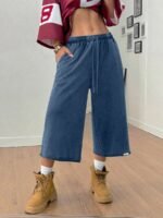 Elorivane Women Charcoal Gray Washed Shorts, Baggy Elastic Waist Cowgirl Vintage Athleisure Streetwear - Image 10