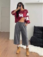 Elorivane Women Charcoal Gray Washed Shorts, Baggy Elastic Waist Cowgirl Vintage Athleisure Streetwear - Image 25