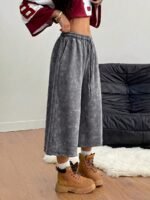 Elorivane Women Charcoal Gray Washed Shorts, Baggy Elastic Waist Cowgirl Vintage Athleisure Streetwear - Image 27