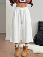 Elorivane Women Charcoal Gray Washed Shorts, Baggy Elastic Waist Cowgirl Vintage Athleisure Streetwear - Image 22