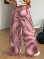 Elorivane Women Brown Polka Dot Parachute Pants, Wide Leg Athleisure Casual Trousers - Image 5