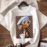 Elorivane Women's Polka Dot Dachshund Tee, Casual Minimalist Summer