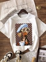 Elorivane Women's Polka Dot Dachshund Tee, Casual Minimalist Summer