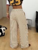 Elorivane Women Brown Polka Dot Parachute Pants, Wide Leg Athleisure Casual Trousers - Image 12