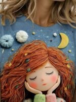 Elorivane Women's Good Night Moon 3D Print Tee, Casual Summer - Image 4