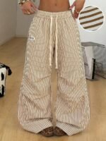 Elorivane Women Brown Polka Dot Parachute Pants, Wide Leg Athleisure Casual Trousers - Image 8