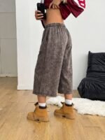 Elorivane Women Charcoal Gray Washed Shorts, Baggy Elastic Waist Cowgirl Vintage Athleisure Streetwear - Image 35