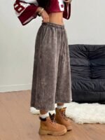 Elorivane Women Charcoal Gray Washed Shorts, Baggy Elastic Waist Cowgirl Vintage Athleisure Streetwear - Image 38