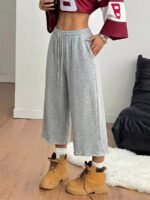 Elorivane Women Charcoal Gray Washed Shorts, Baggy Elastic Waist Cowgirl Vintage Athleisure Streetwear - Image 44