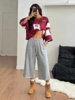 Elorivane Women Charcoal Gray Washed Shorts, Baggy Elastic Waist Cowgirl Vintage Athleisure Streetwear - Image 40