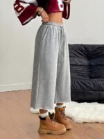 Elorivane Women Charcoal Gray Washed Shorts, Baggy Elastic Waist Cowgirl Vintage Athleisure Streetwear - Image 42
