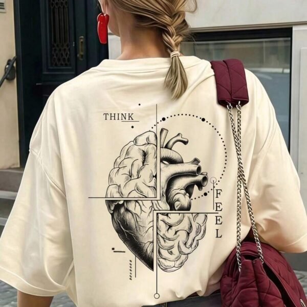 Elorivane Women's Heart Mind Balance Art Graphic Tee, Casual Summer