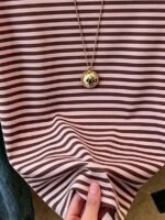 Elorivane Women's Pink-Brown Striped Y2K Tee, Casual Summer - Image 7