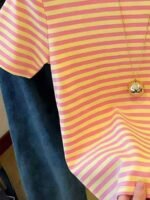 Elorivane Women's Pink-Brown Striped Y2K Tee, Casual Summer - Image 16
