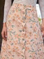 Elorivane Women Dark Blue Denim A Line Midi Skirt, High Waist Scalloped Button Front Western Cowgirl Fall Winter Country Skirt - Image 18