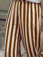 Elorivane Women Blue & White Striped Woven Wide Leg Beach Pants, Casual Spring Summer Trousers - Image 10