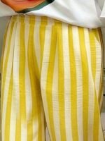 Elorivane Women Blue & White Striped Woven Wide Leg Beach Pants, Casual Spring Summer Trousers - Image 17
