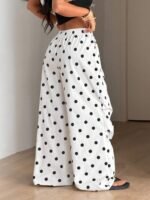 Elorivane Women Brown Polka Dot Parachute Pants, Wide Leg Athleisure Casual Trousers - Image 18