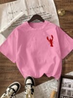 Elorivane Women's Striped Lobster Graphic Tee, Round Neck Casual Summer Vacation - Image 25