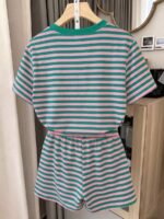 Elorivane Women's Striped Contrast 2-Piece Co-Ord, Short Sleeve Tee & Shorts, Elegant Casual Summer Vacation Set - Image 7