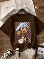 Elorivane Women's Polka Dot Dachshund Tee, Casual Minimalist Summer - Image 18
