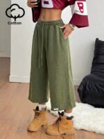Elorivane Women Charcoal Gray Washed Shorts, Baggy Elastic Waist Cowgirl Vintage Athleisure Streetwear - Image 28