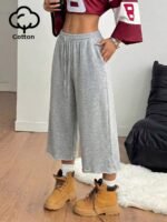 Elorivane Women Charcoal Gray Washed Shorts, Baggy Elastic Waist Cowgirl Vintage Athleisure Streetwear - Image 39