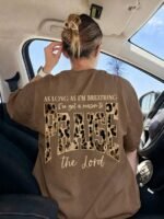 Elorivane Women's Praise The Lord Leopard Print Tee, Christian Casual Summer - Image 10