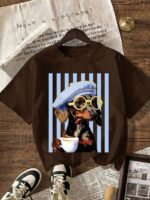 Elorivane Women's Striped Dachshund Tee, Casual Summer For Dog Lovers - Image 6