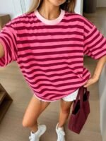 Elorivane Women's Oversized Loose Tee, Casual Summer Vacation - Image 99