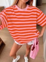 Elorivane Women's Oversized Loose Tee, Casual Summer Vacation - Image 94