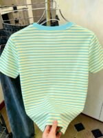 Elorivane Women's Pink-Brown Striped Y2K Tee, Casual Summer - Image 73