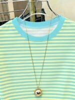 Elorivane Women's Pink-Brown Striped Y2K Tee, Casual Summer - Image 75