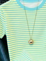 Elorivane Women's Pink-Brown Striped Y2K Tee, Casual Summer - Image 76