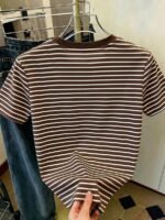 Elorivane Women's Pink-Brown Striped Y2K Tee, Casual Summer - Image 68