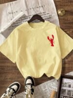 Elorivane Women's Striped Lobster Graphic Tee, Round Neck Casual Summer Vacation - Image 41