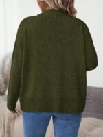 Elorivane Plus Size Solid Color Loose Fit Long Sleeve Cardigan for Fall Winter Casual Wear - Image 20
