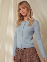 Elorivane Women Crewneck Button Front Cardigan, Long Sleeve Western Cowgirl Fall Winter Country Sweater - Image 28