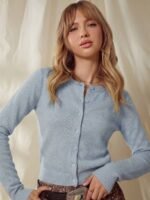 Elorivane Women Crewneck Button Front Cardigan, Long Sleeve Western Cowgirl Fall Winter Country Sweater - Image 29