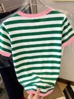 Elorivane Women's Striped Cocktail Club Tee, Round Neck Casual Vacationcore Summer Beach - Image 2