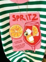 Elorivane Women's Striped Cocktail Club Tee, Round Neck Casual Vacationcore Summer Beach - Image 7