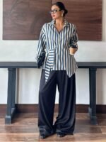 Elorivane Plus Size White Shirt, Lapel Half-Open Tie Hem Long Sleeve Spring Autumn Blouse - Image 31