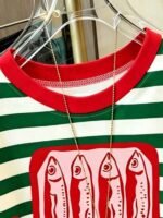 Elorivane Women's White Sardine Can Print Tee, Plus Size Casual - Image 3