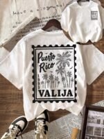 Elorivane Women's Seaside Coconut Palm Graphic Tee, Round Neck Casual Short Sleeve Top for Spring Summer Vacation - Image 29